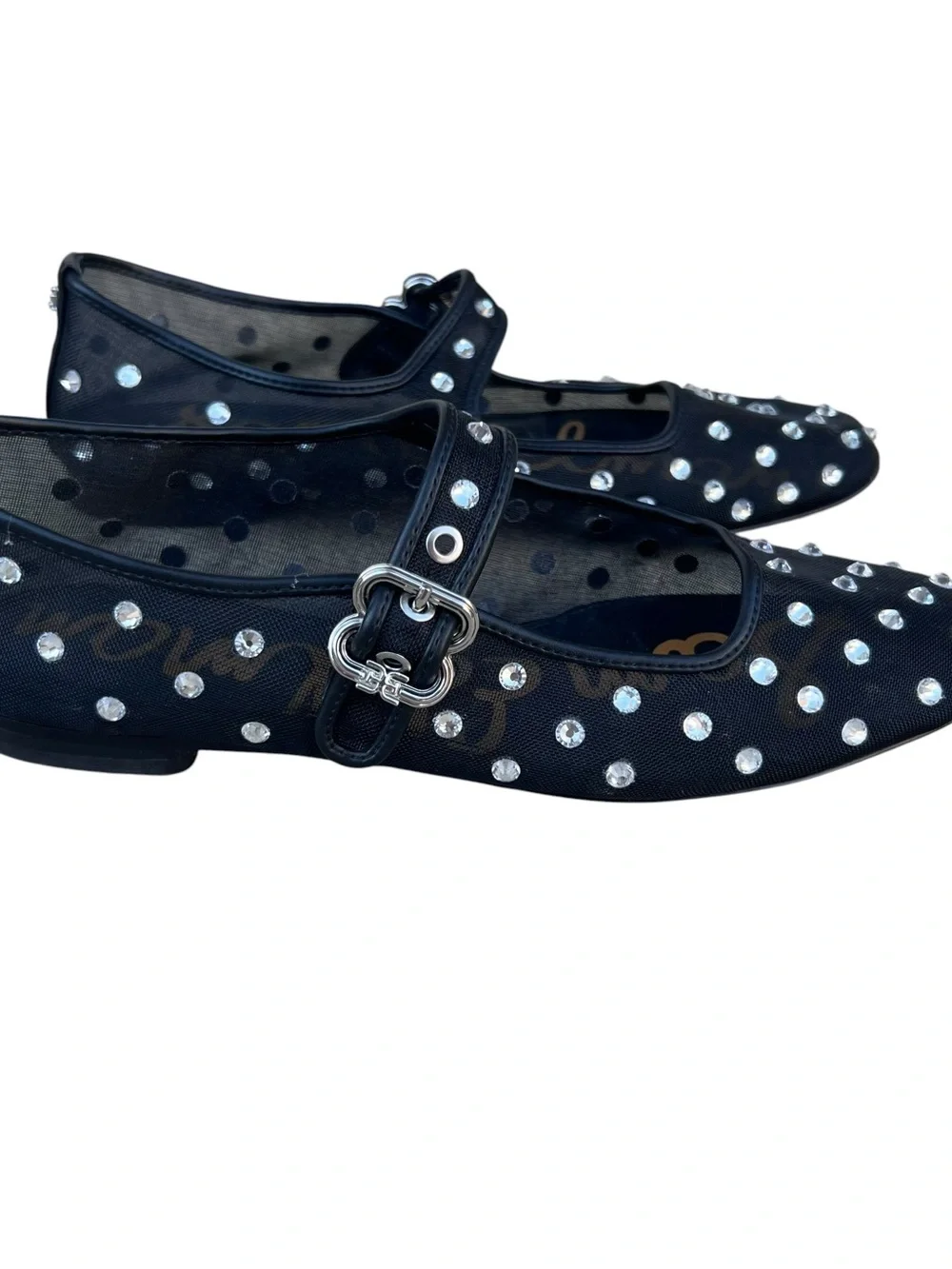 SAM EDELMAN Michaela Shine Mary Jane Flat - Black Mesh Sz 8